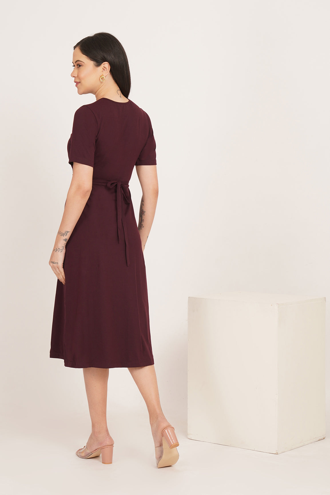 BURGUNDY TWIST WAIST MAXI