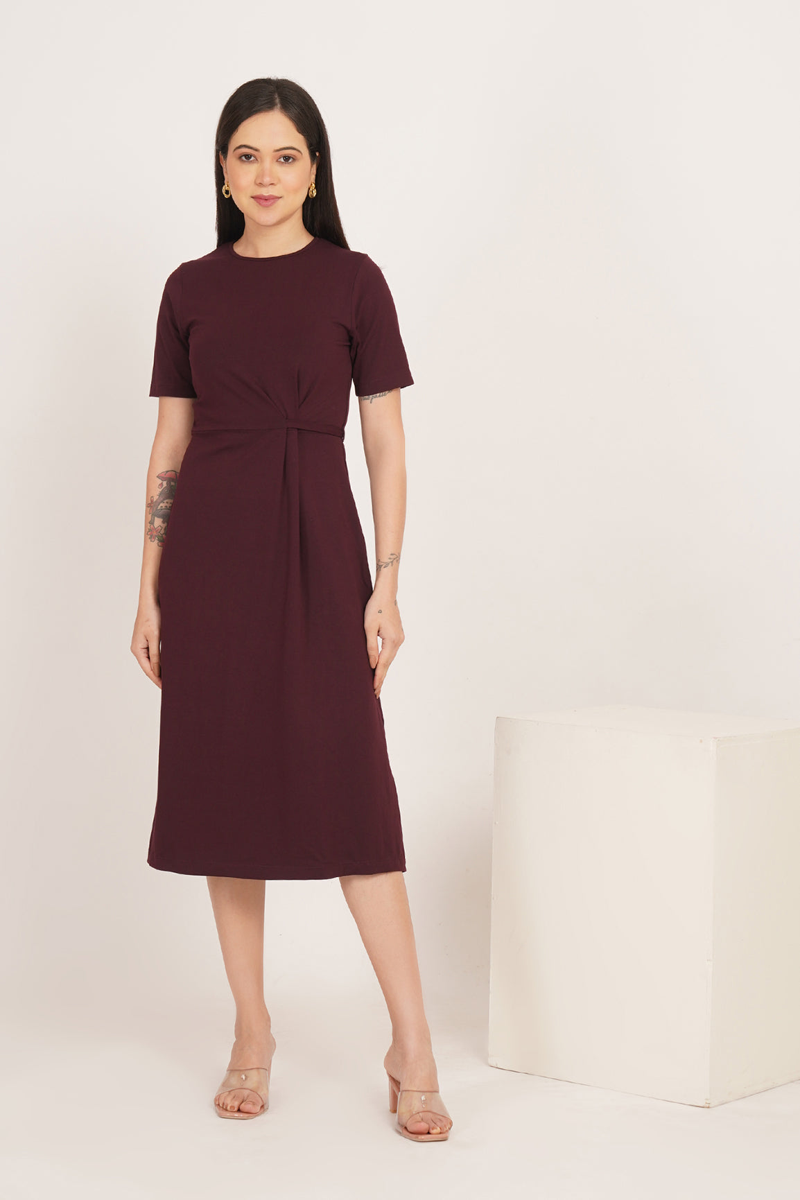 BURGUNDY TWIST WAIST MAXI