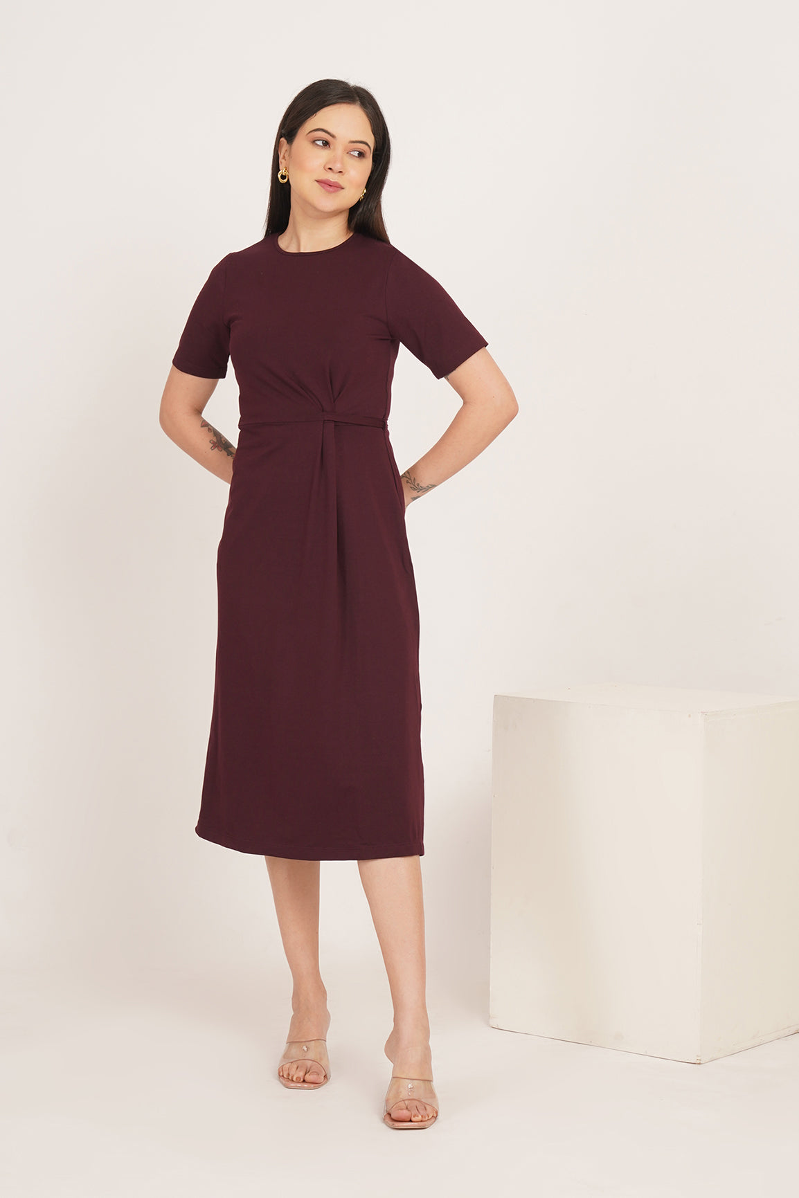 BURGUNDY TWIST WAIST MAXI