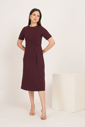 BURGUNDY TWIST WAIST MAXI