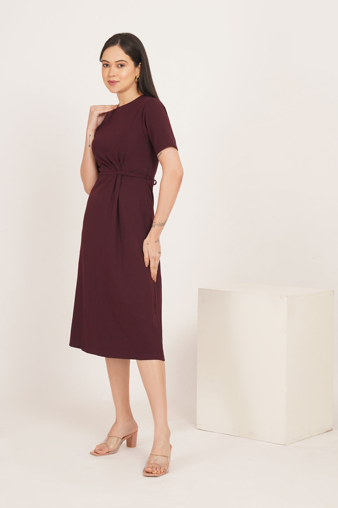 BURGUNDY TWIST WAIST MAXI
