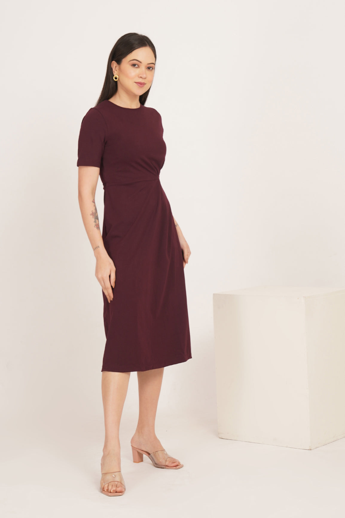 BURGUNDY TWIST WAIST MAXI