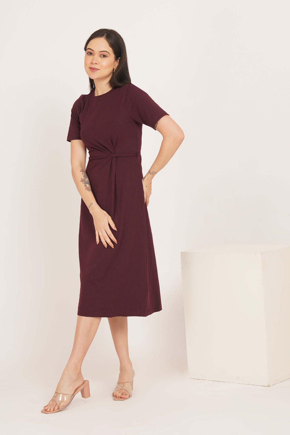 BURGUNDY TWIST WAIST MAXI