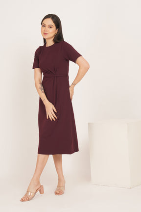 BURGUNDY TWIST WAIST MAXI