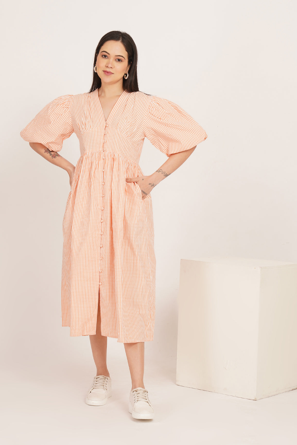 GINGHAM COTTON MAXI