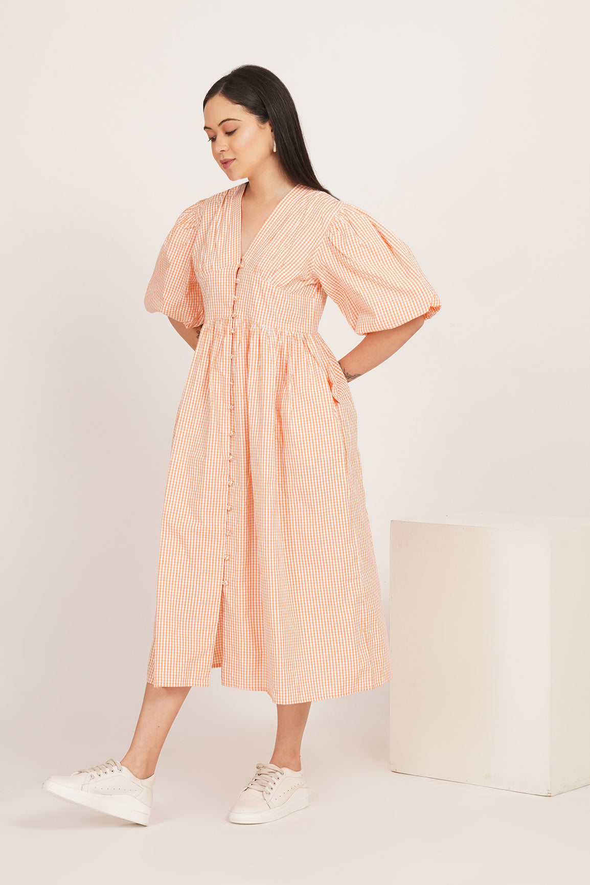 GINGHAM COTTON MAXI