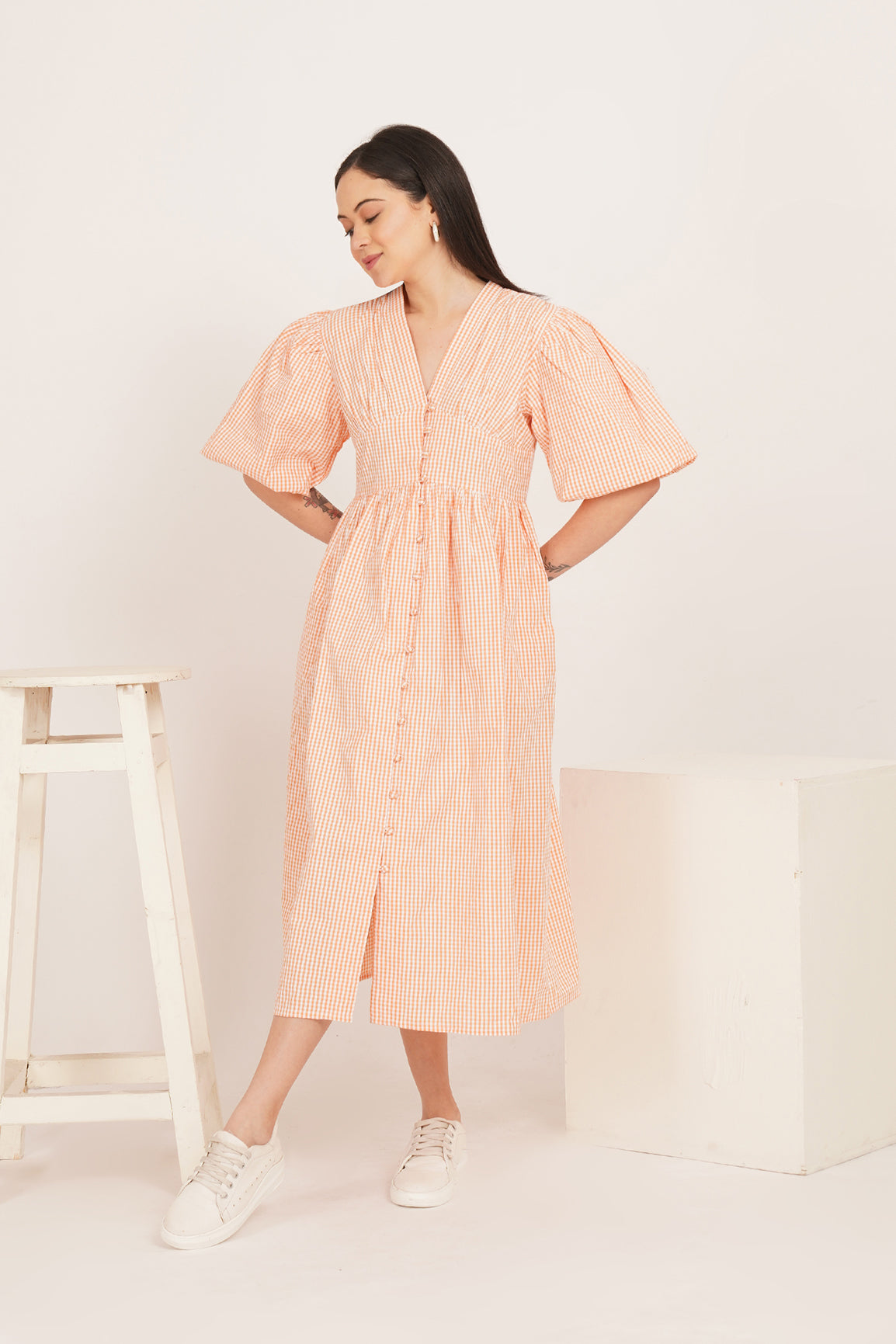 GINGHAM COTTON MAXI