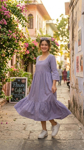 LAVENDER BREEZE COTTON DRESS