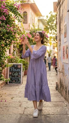 LAVENDER BREEZE COTTON DRESS