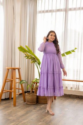 LILAC SMOCKED NURSING MAXI