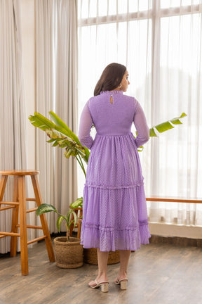 LILAC SMOCKED NURSING MAXI