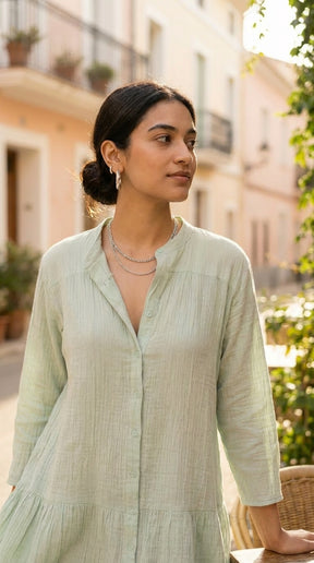 MINT BREEZE COTTON DENIM MIDI