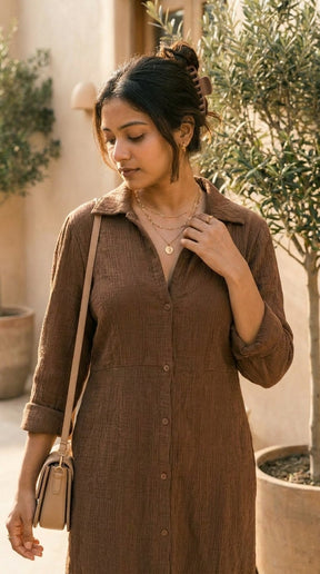 MOCHA BROWN SHIRT COTTON DENIM