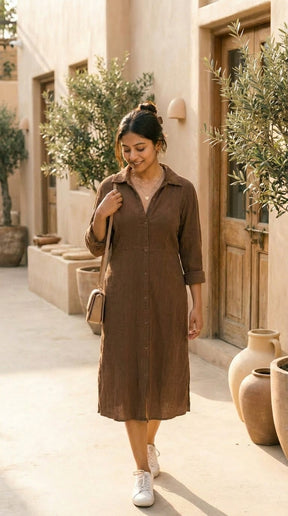 MOCHA BROWN SHIRT COTTON DENIM