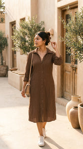 MOCHA BROWN SHIRT COTTON DENIM
