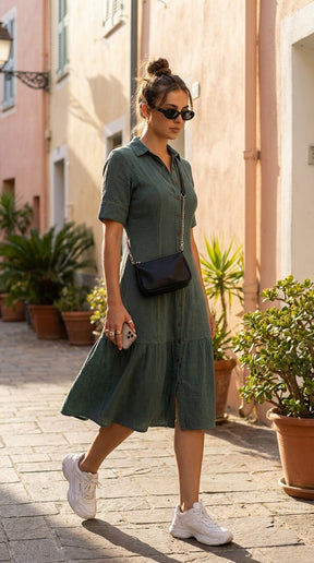 EMERALD COTTON DENIM MAXI