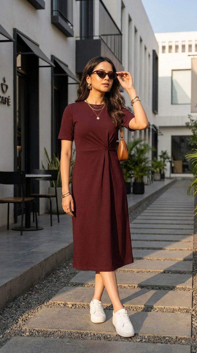 BURGUNDY TWIST WAIST MAXI