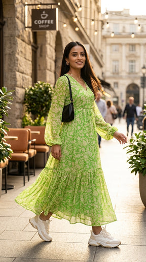 GREEN & YELLOW FLORAL MAXI