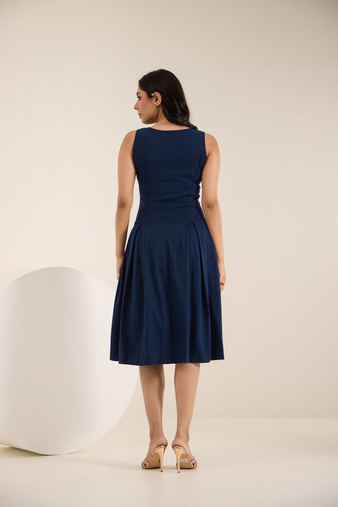 NAVY BLUE COTTON MIDI
