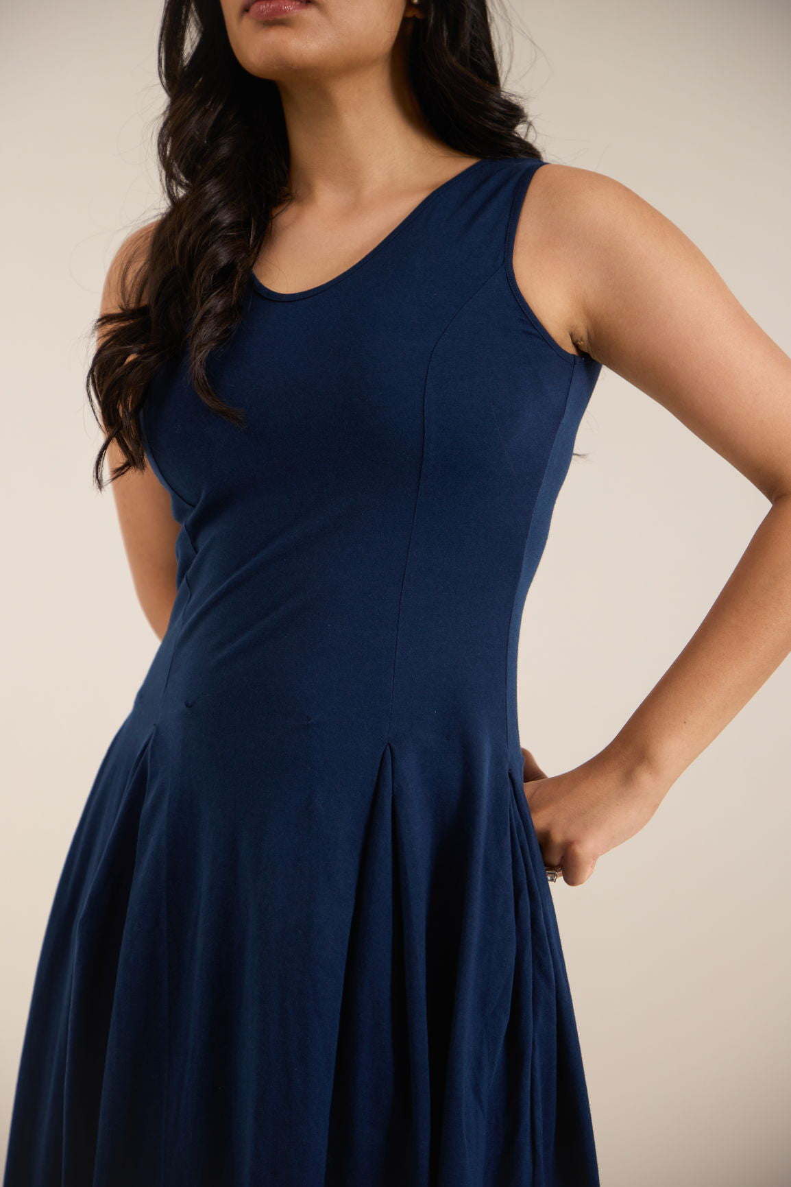 NAVY BLUE COTTON MIDI