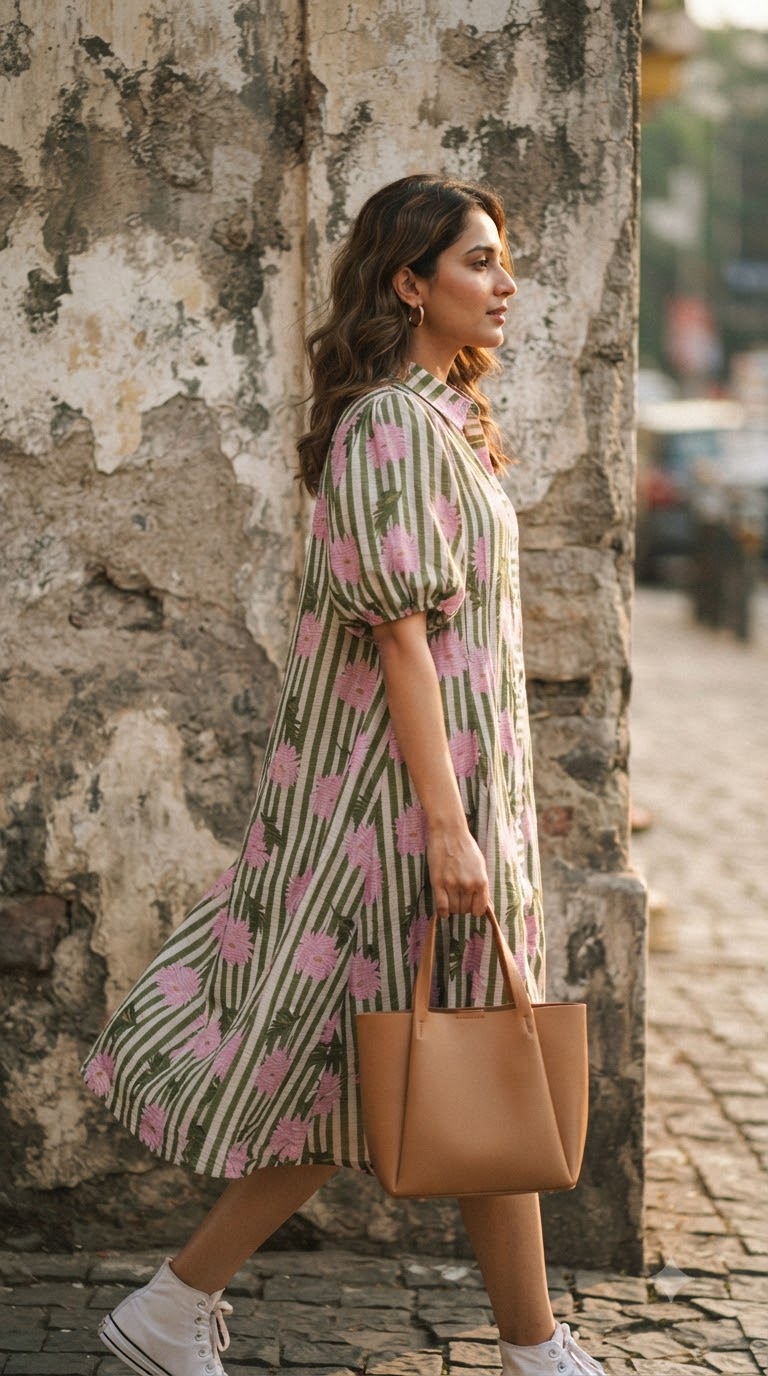 OLIVE BLOOM STRIPED MAXI