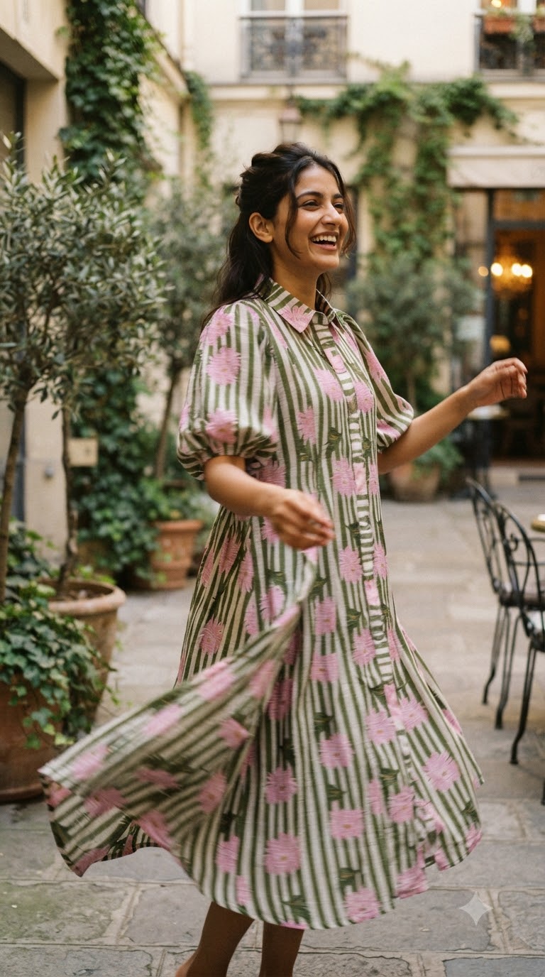OLIVE BLOOM STRIPED MAXI