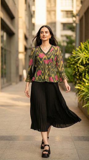 OLIVE BLOOM MESH TOP
