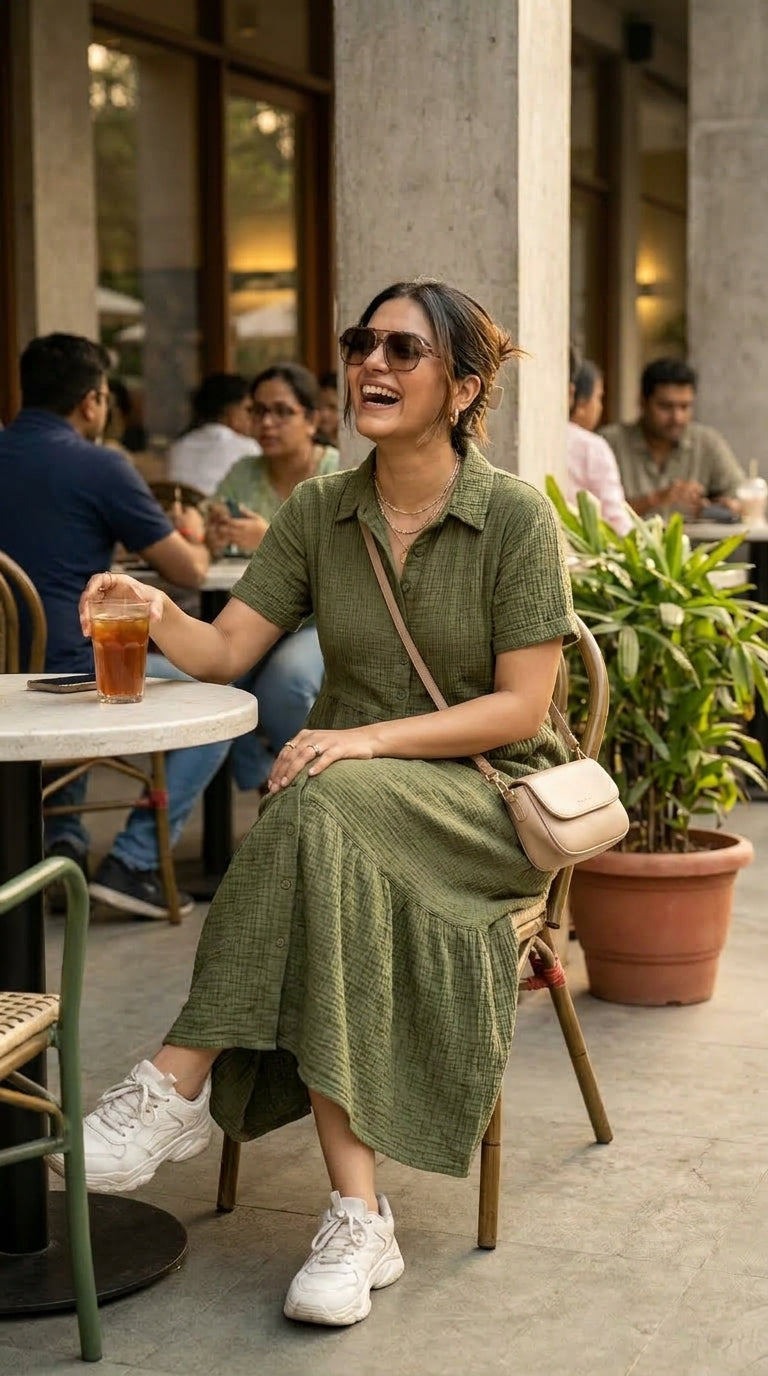 EVERYDAY OLIVE COTTON DENIM MAXI