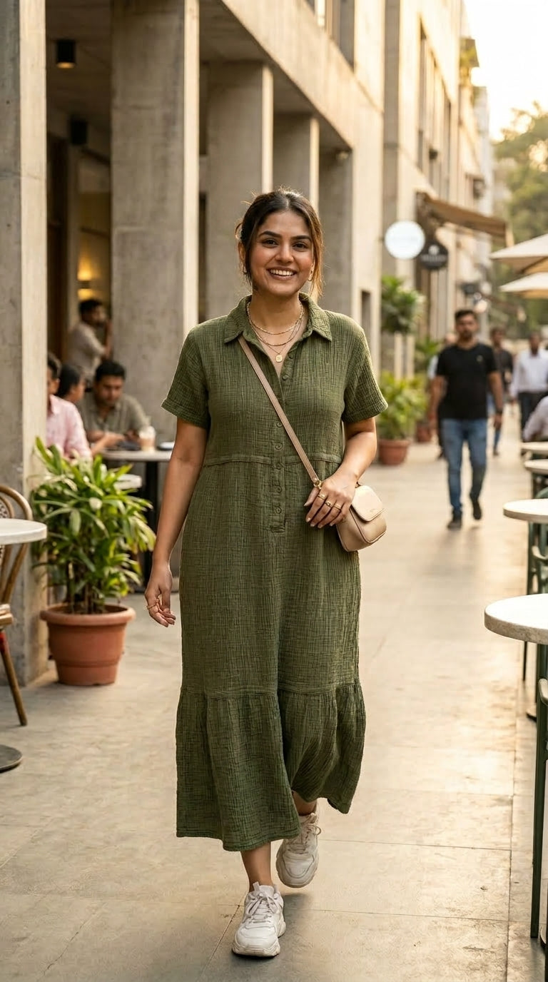 EVERYDAY OLIVE COTTON DENIM MAXI