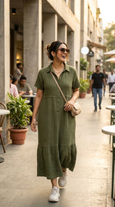 EVERYDAY OLIVE COTTON DENIM MAXI