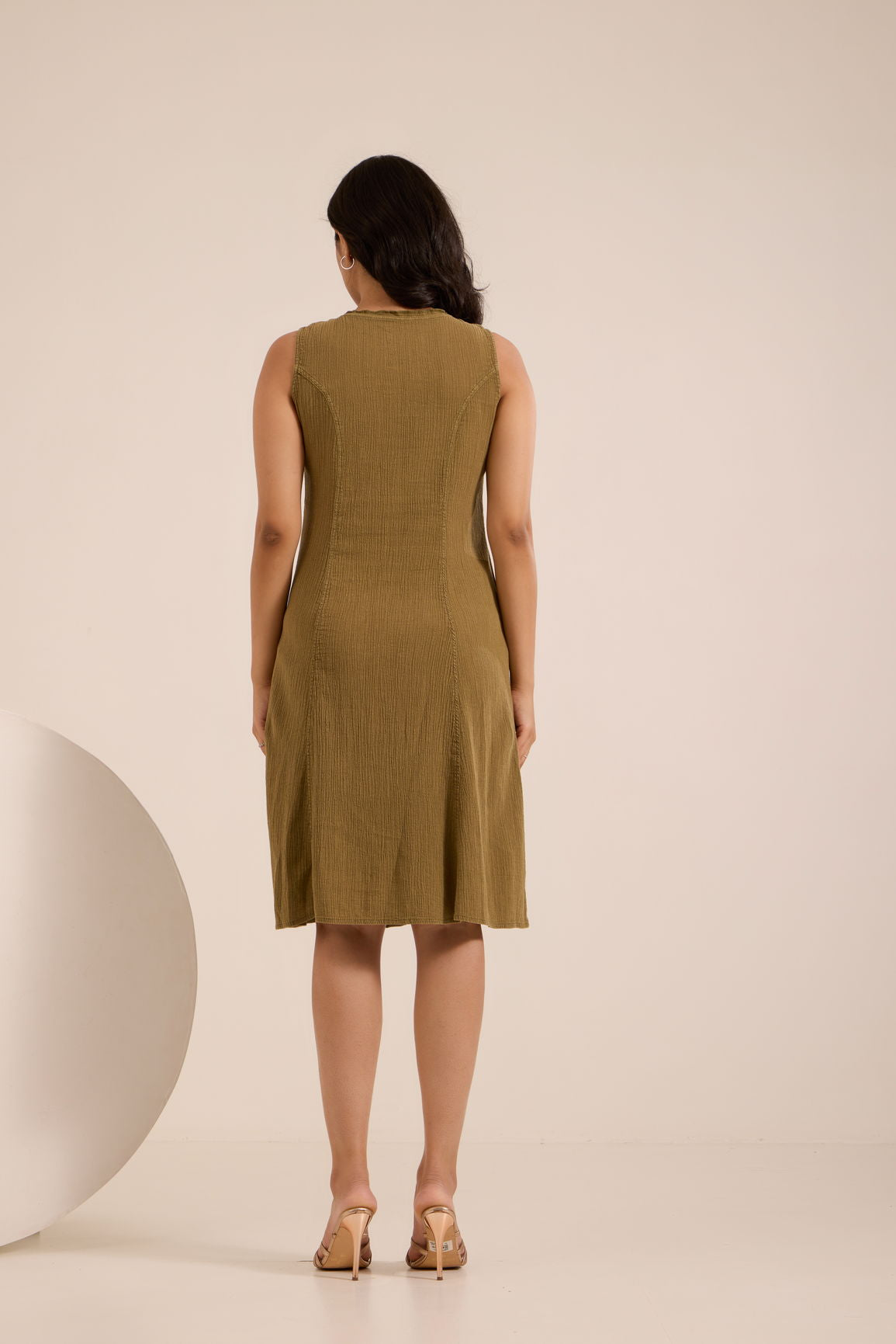 OLIVE COTTON DENIM DRESS