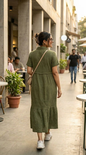 EVERYDAY OLIVE COTTON DENIM MAXI