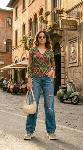 OLIVE BLOOM MESH TOP