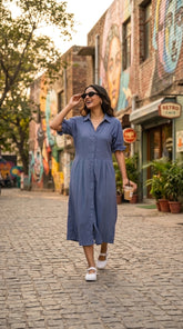 PERIWINKLE COTTON DENIM DRESS