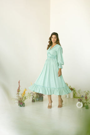 PASTEL GREEN RUFFLE MAXI