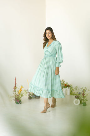 PASTEL GREEN RUFFLE MAXI