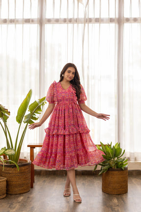 PINK RUFFLE NURSING MAXI