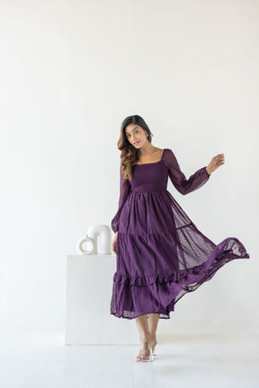 PLUM SMOCKED MAXI