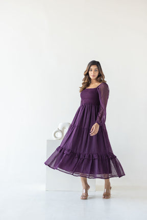 PLUM SMOCKED MAXI