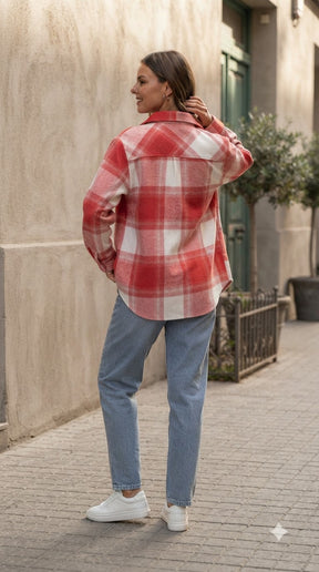 RED FLANNEL OVERSIZED SHIRT