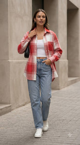 RED FLANNEL OVERSIZED SHIRT