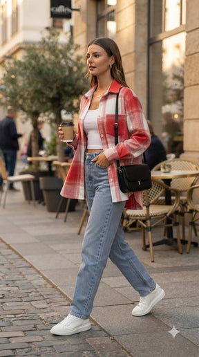 RED FLANNEL OVERSIZED SHIRT