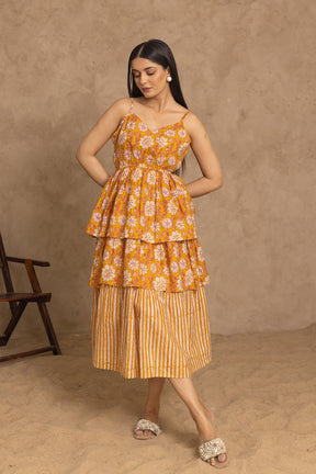 MUSTARD COTTON STRAP MAXI
