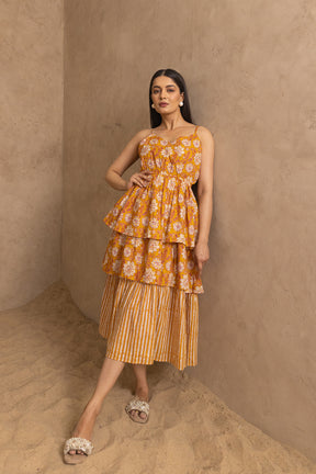 MUSTARD COTTON STRAP MAXI