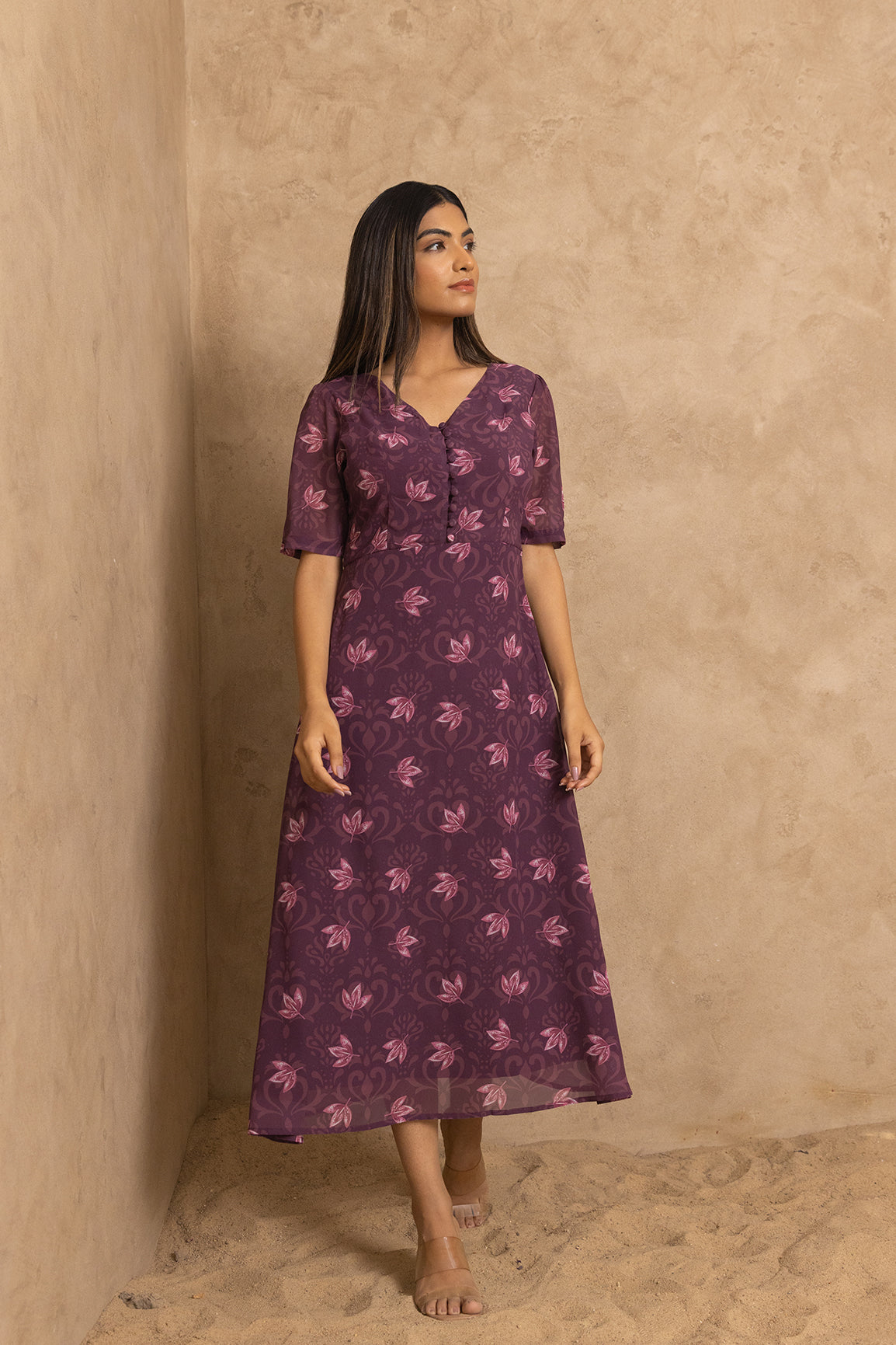 MAUVE WINE FLORAL MAXI