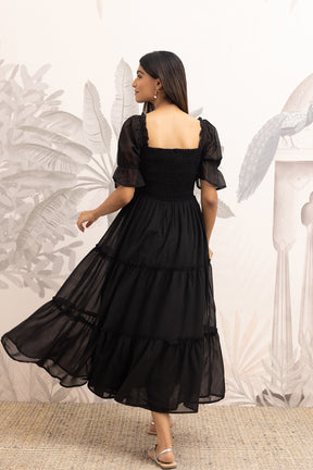 CLASSIC BLACK SMOCKED MAXI