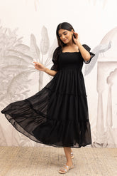 CLASSIC BLACK SMOCKED MAXI