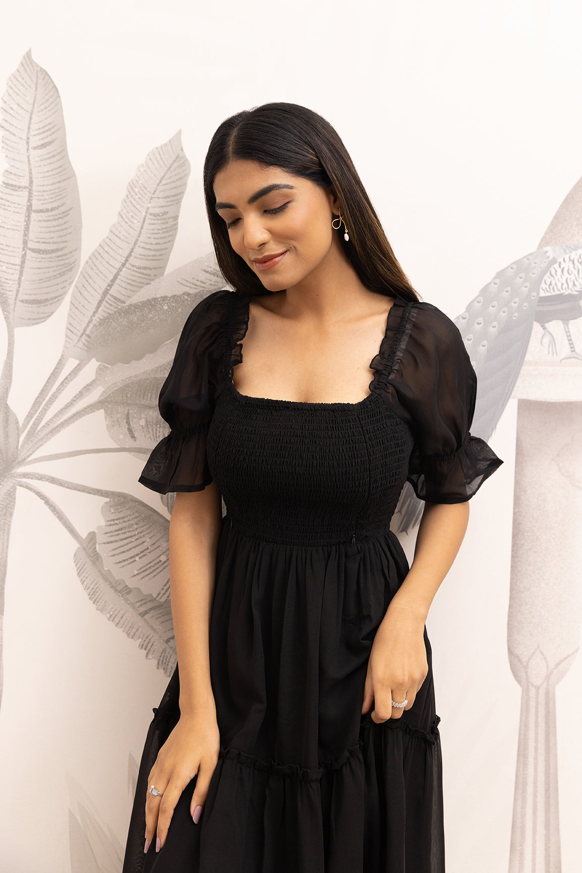 CLASSIC BLACK SMOCKED MAXI