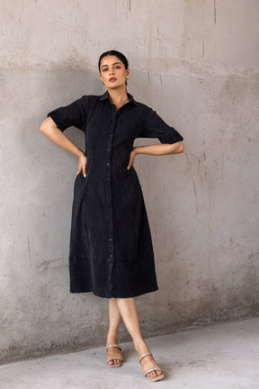 BLACK DENIM COTTON MAXI