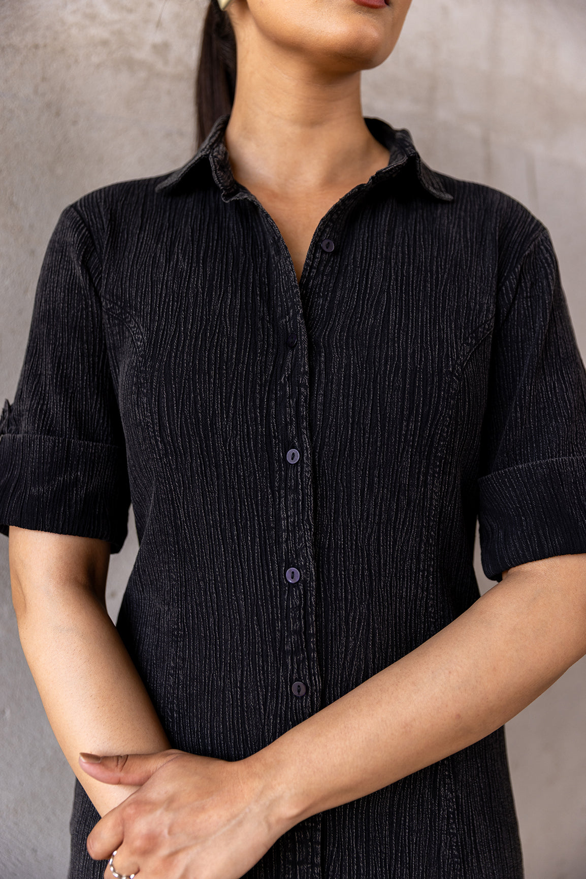 BLACK DENIM COTTON MAXI